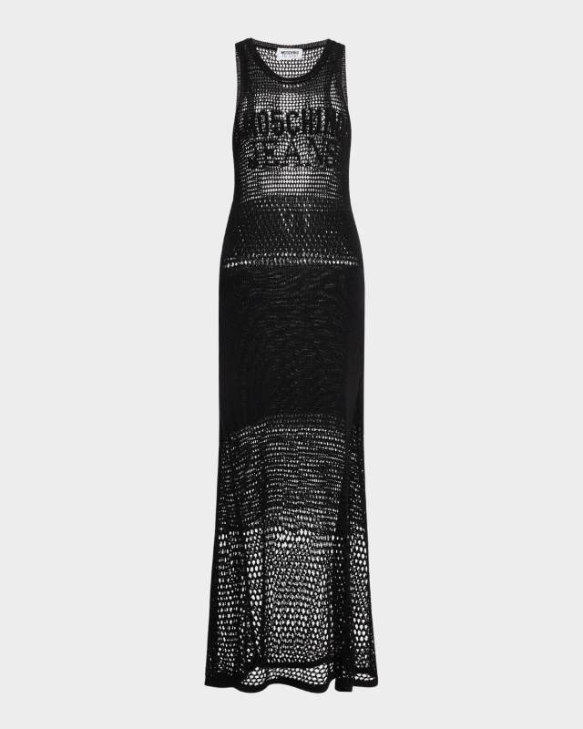 Open-Knit Sleeveless Logo Tank Dress